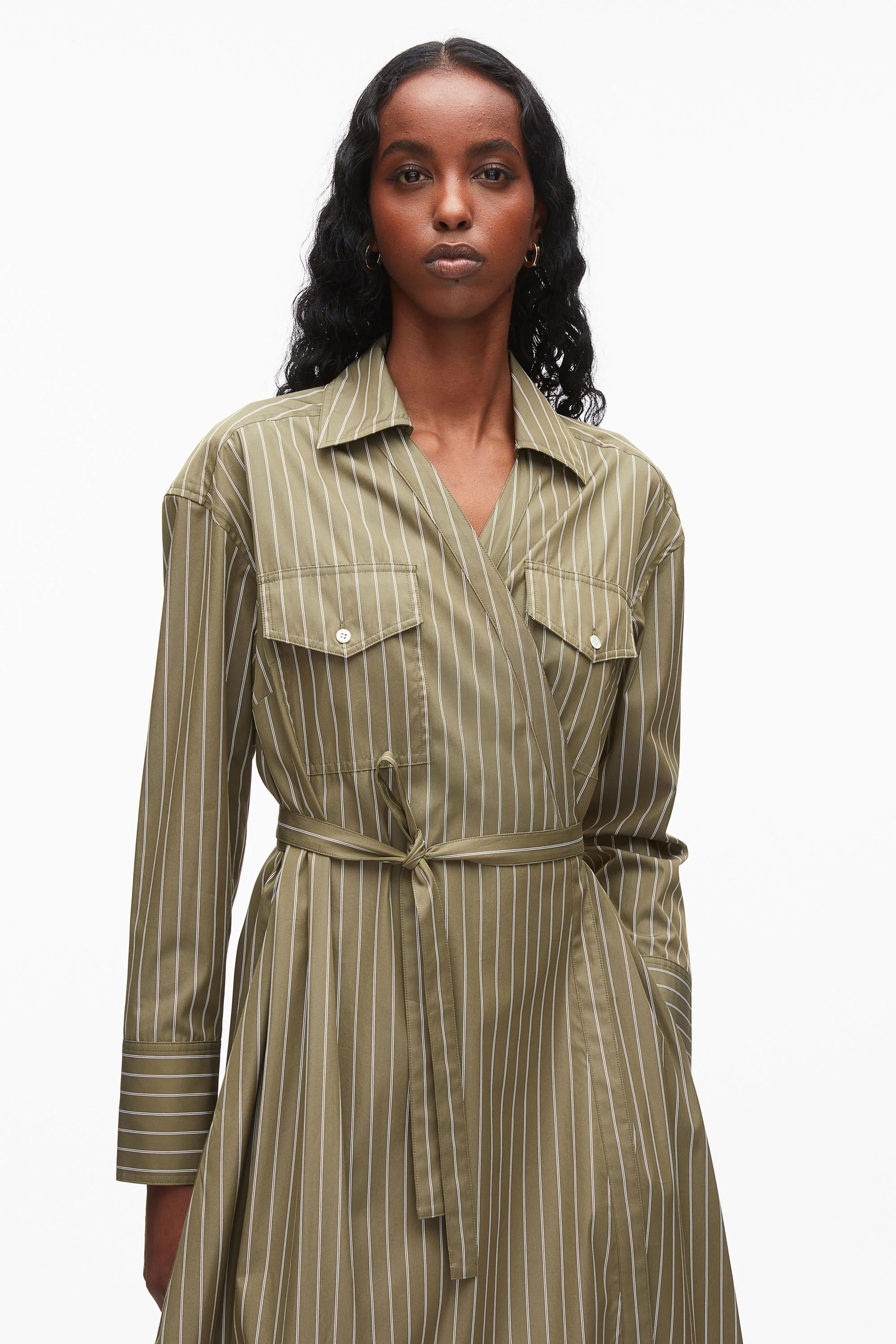 Stripe Poplin Wrap Shirt Dress - Image 11