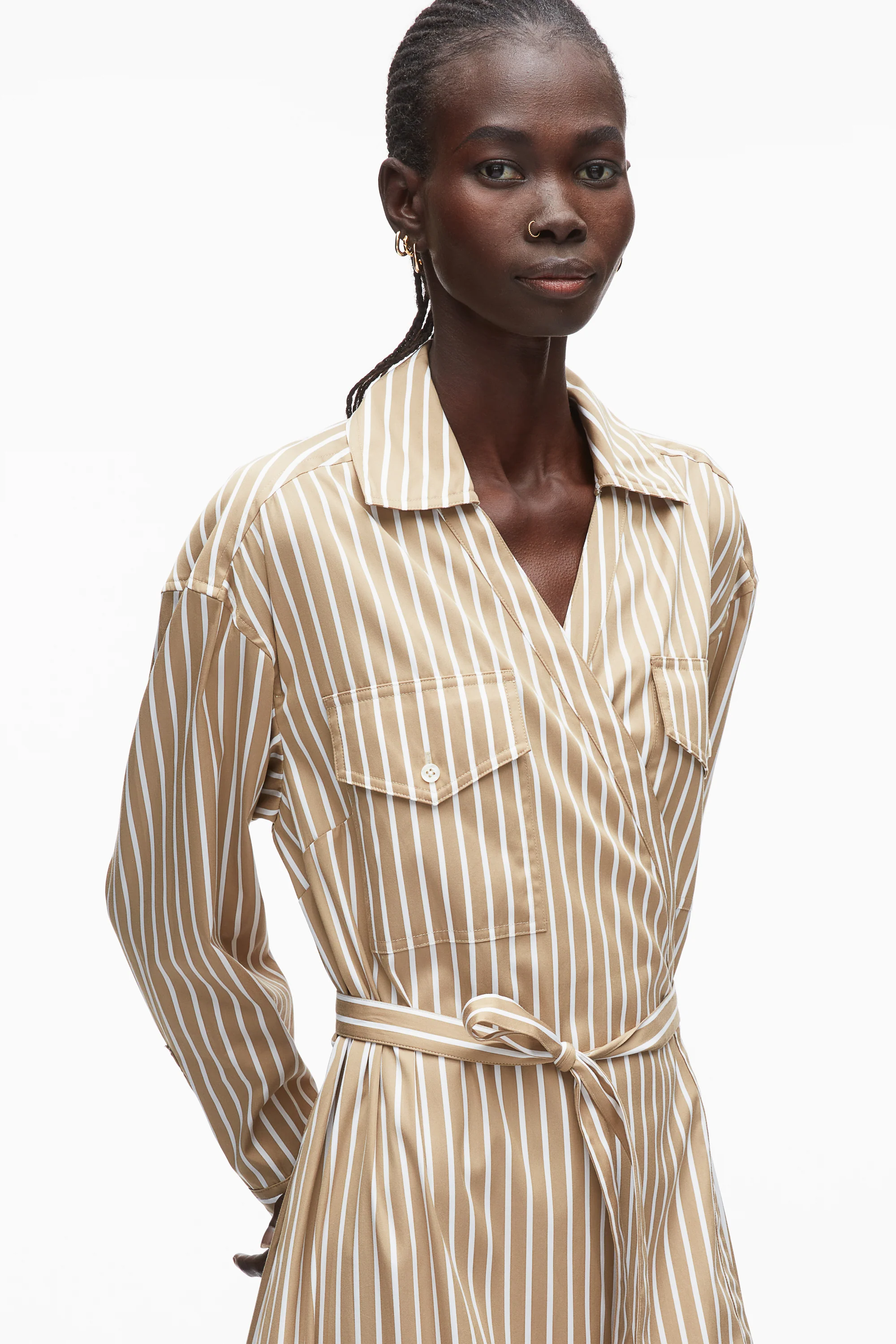 Stripe Poplin Wrap Shirt Dress - Image 5
