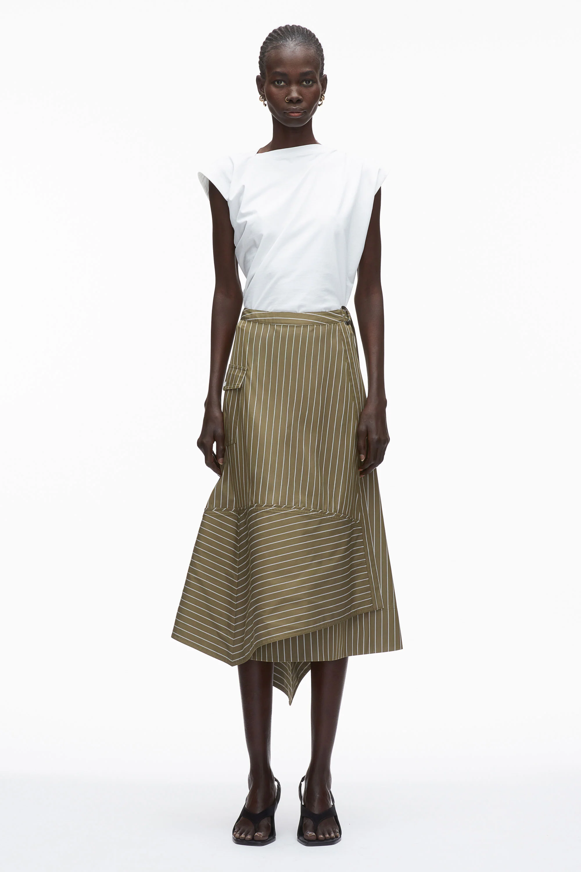 Stripe Poplin Wrap Skirt - Image 9