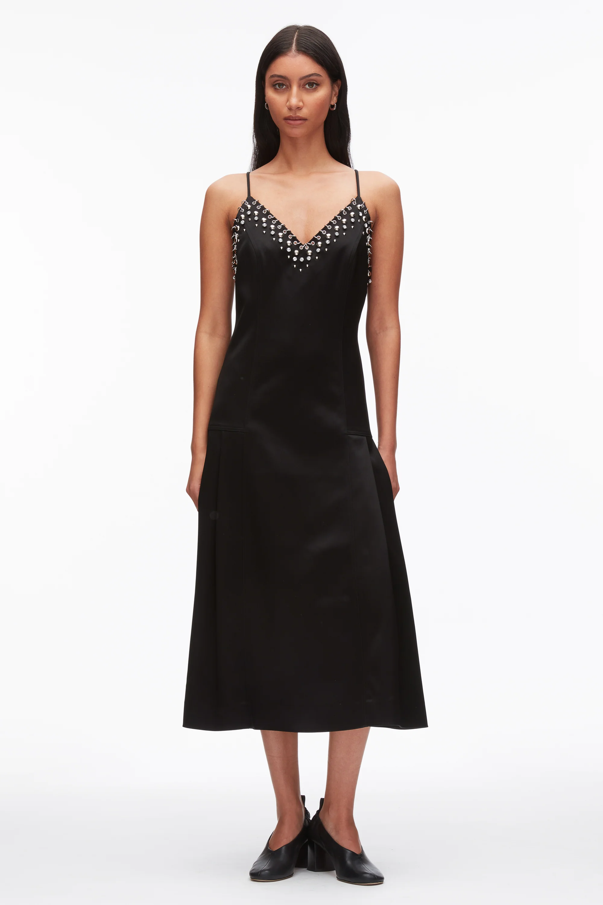 Studded Satin Pleated Cami Midi Dress - Image 2