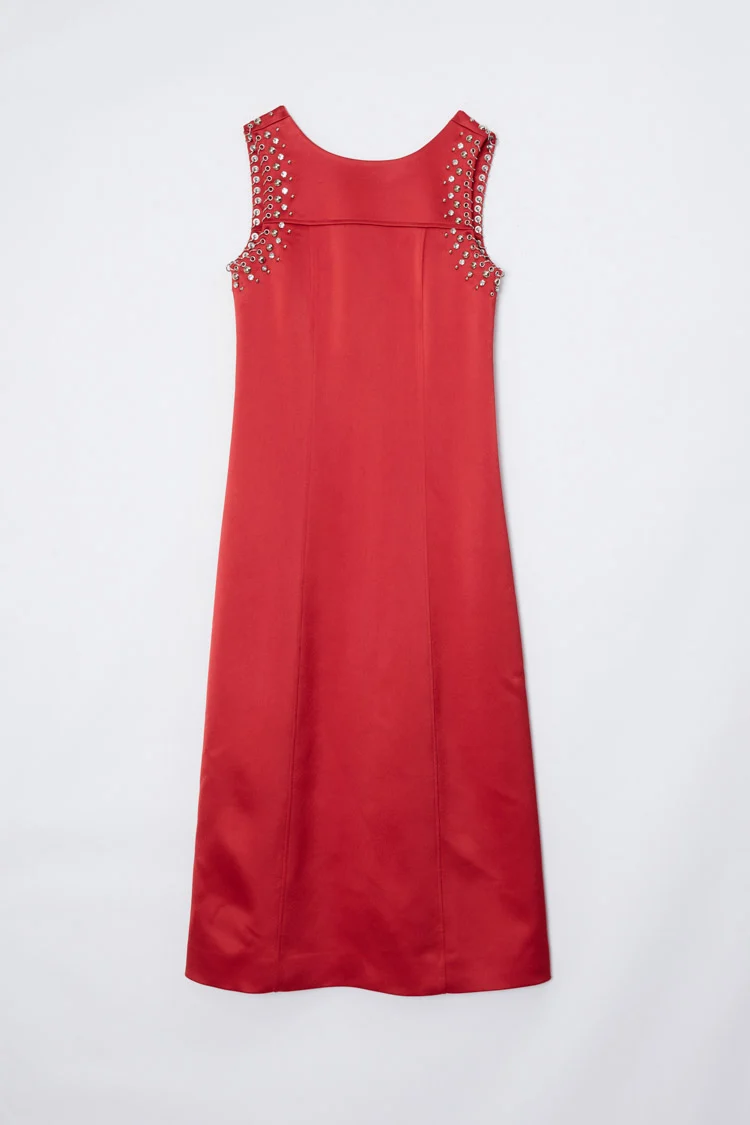 Studded Satin Sleeveless Midi Dress - Image 14
