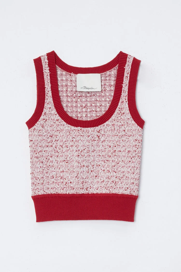 Tweed Bouclé Scoop Neck Tank - Image 8