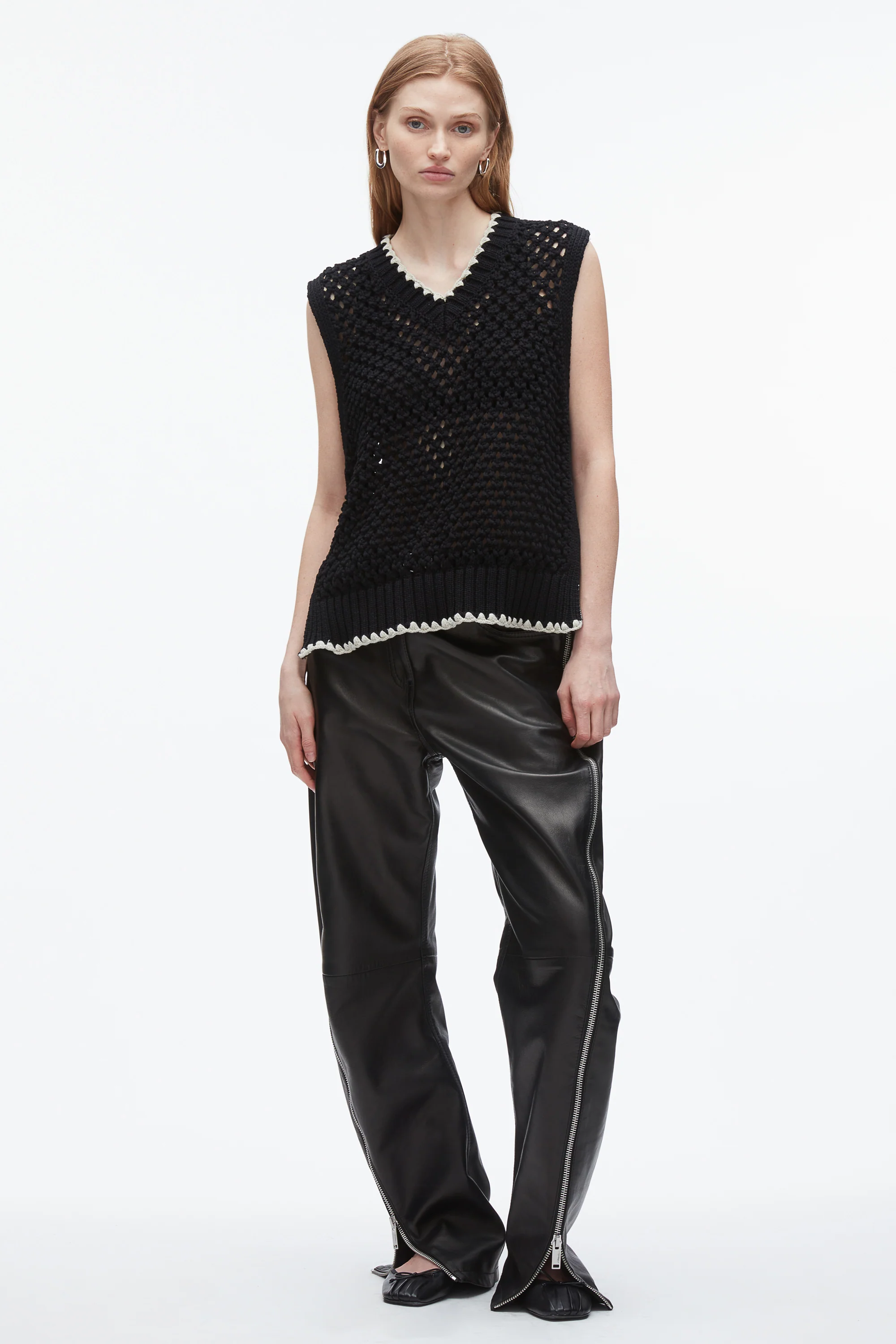 Open Work V-Neck Shell