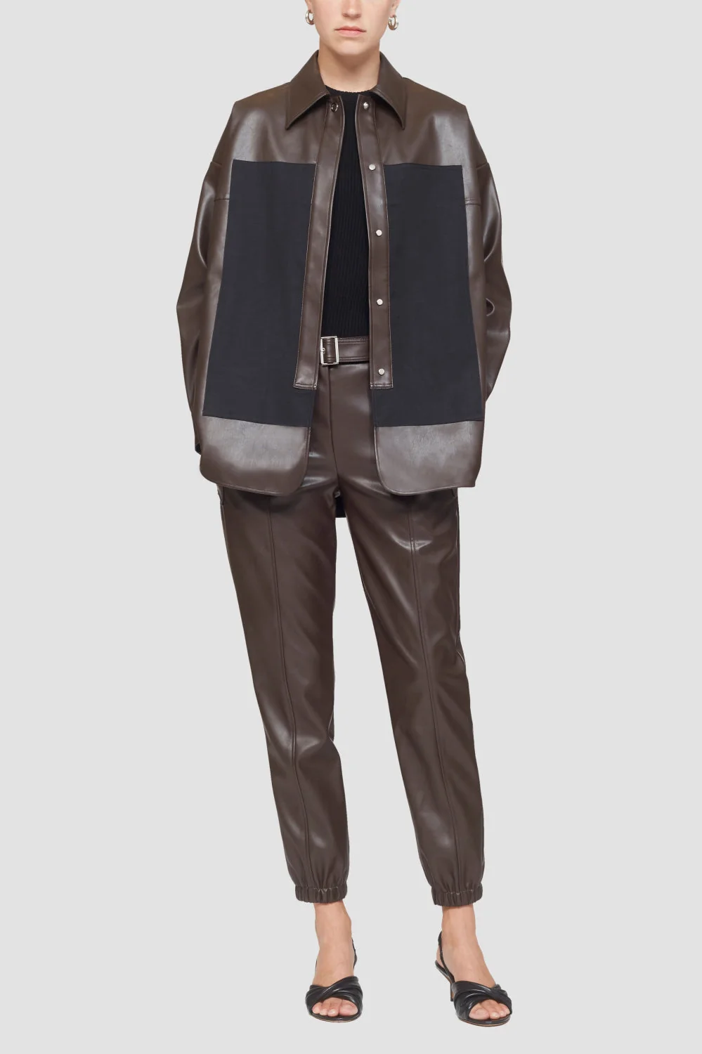 Vegan Leather Belted Jogger