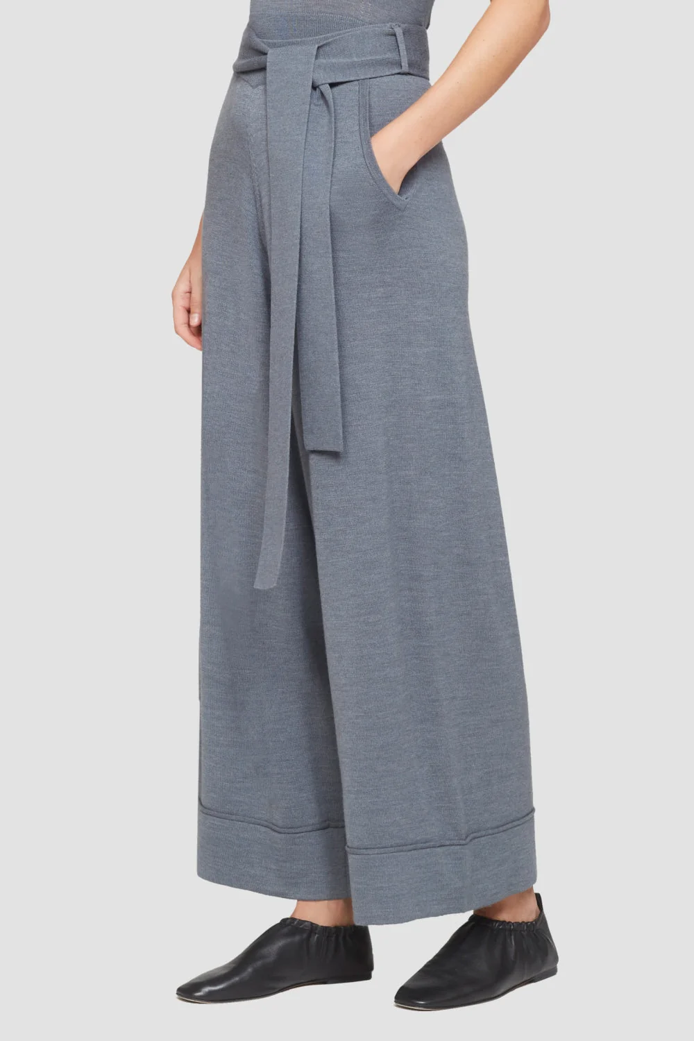 Wide-Leg Knit Waist-Tie Pull-On Pants - Image 8