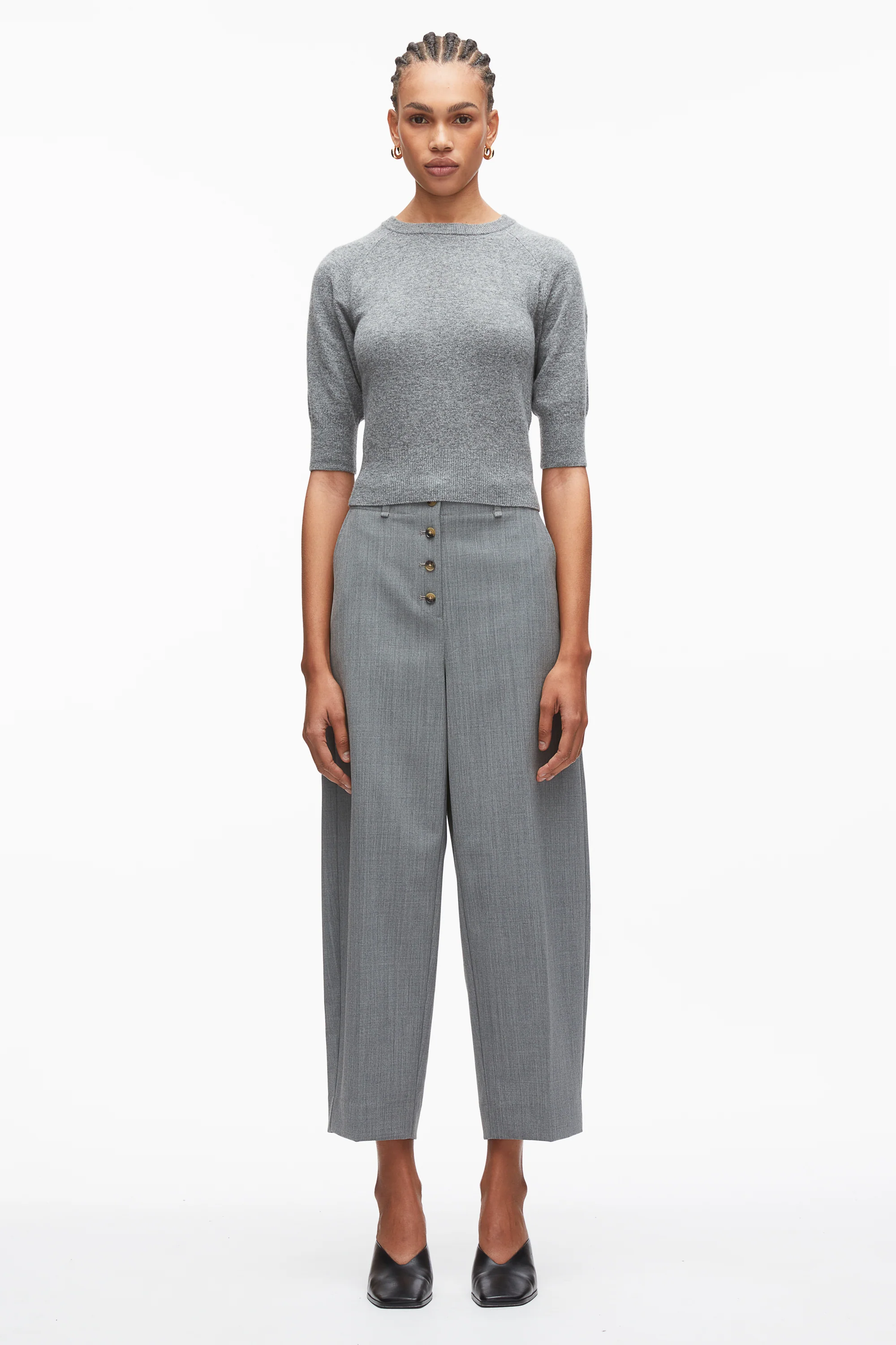 Wool Cashmere 3/4 Sleeve Tee - Image 2