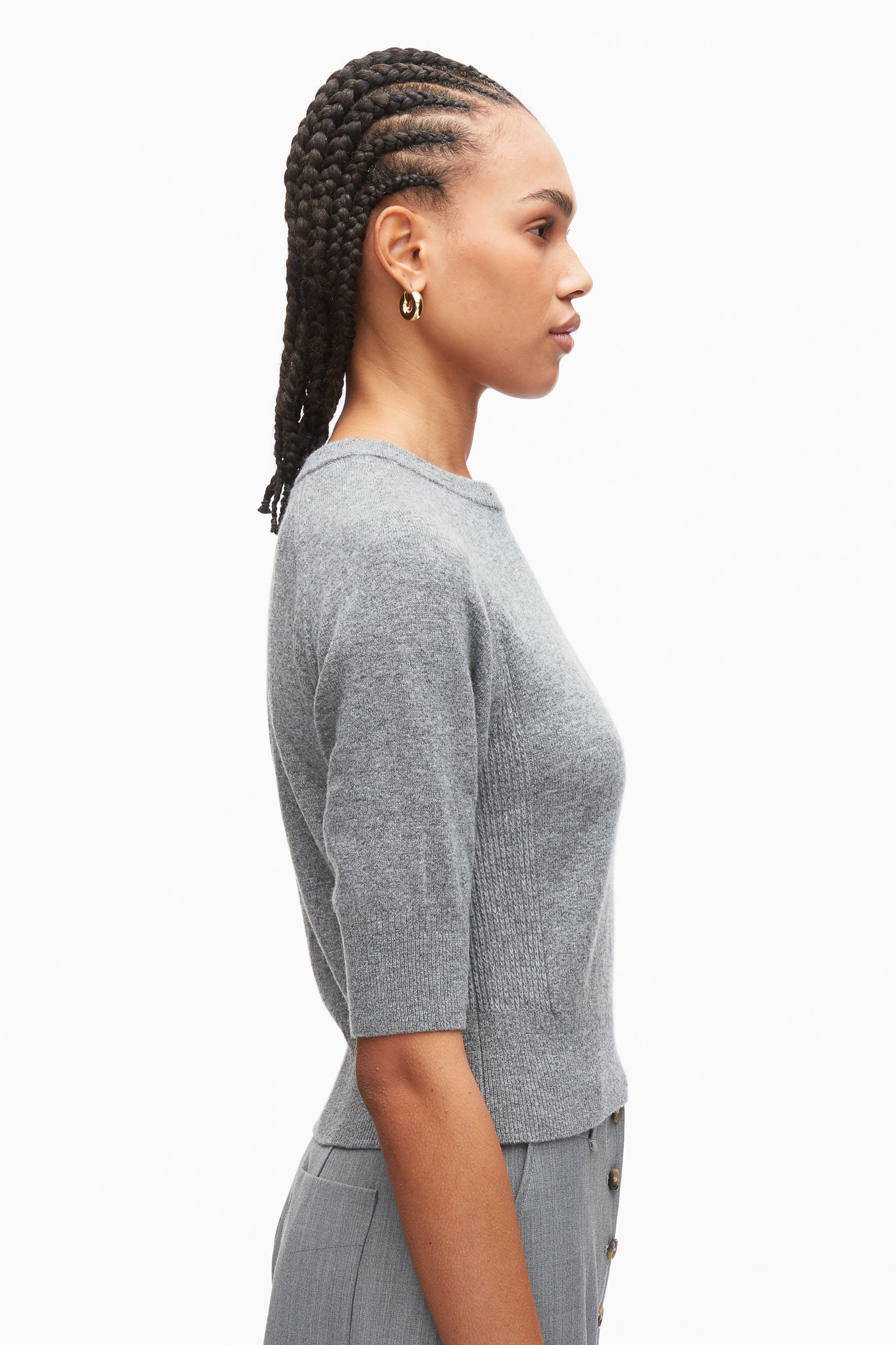 Wool Cashmere 3/4 Sleeve Tee - Image 4