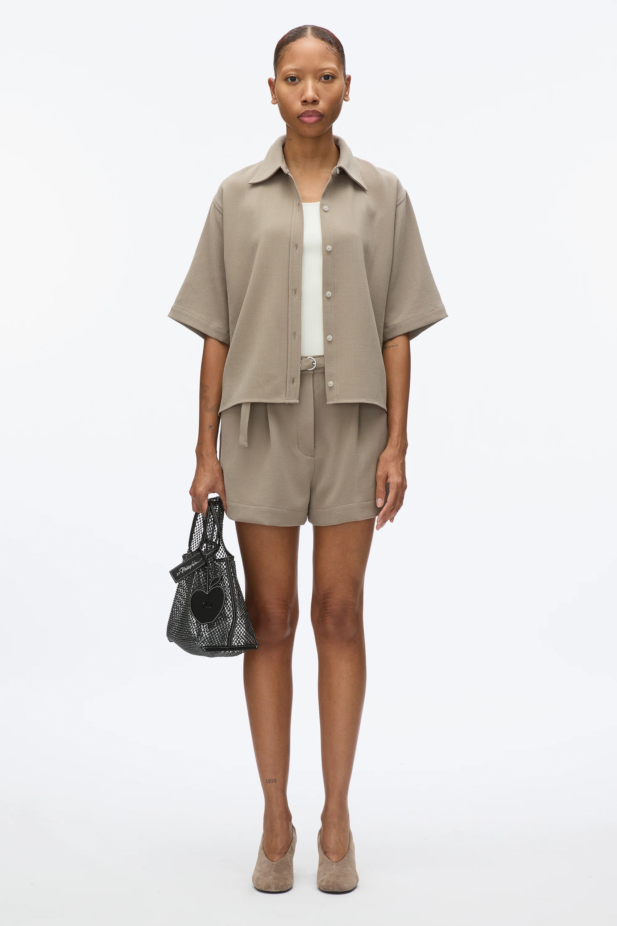 Wool Crepe Boxy Shirt Sleeve Shirt - Image 6